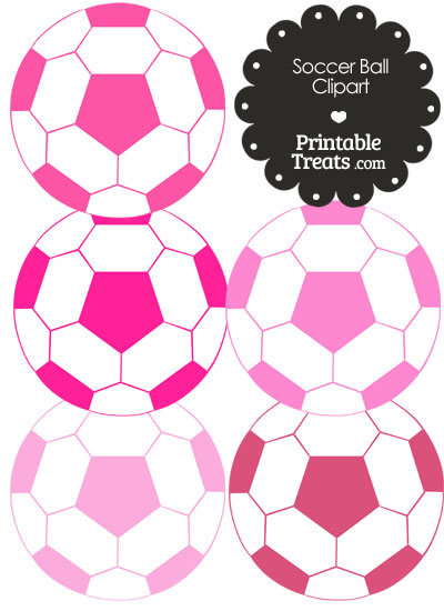 Soccer Ball Clipart in Shades of Pink from PrintableTreats.com