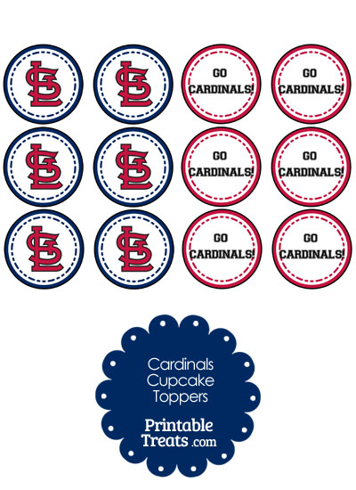 St Louis Cardinals Cupcake Toppers from PrintableTreats.com