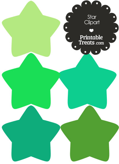 Star Clipart in Shades of Green from PrintableTreats.com