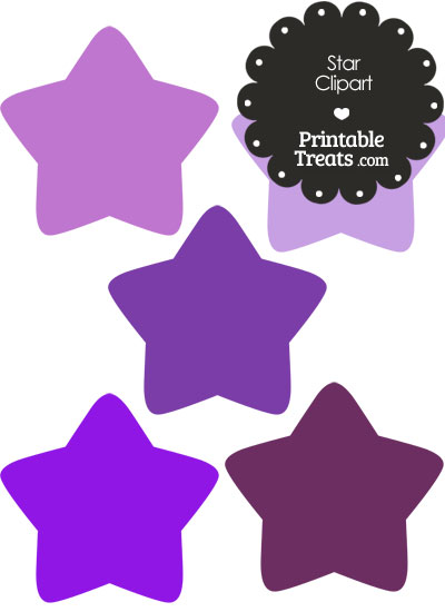 Star Clipart in Shades of Purple from PrintableTreats.com