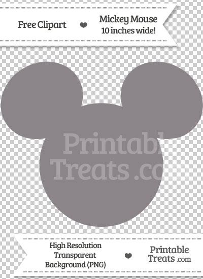 Taupe Grey Mickey Mouse Head Clipart from PrintableTreats.com