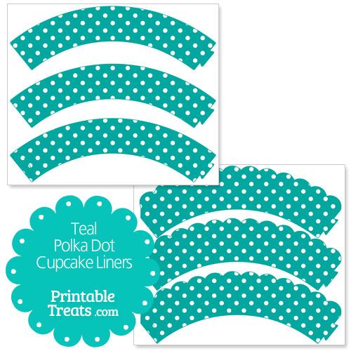 teal polka dot cupcake liners