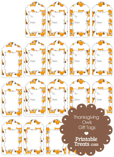 Thanksgiving Owls Gift Tags from PrintableTreats.com