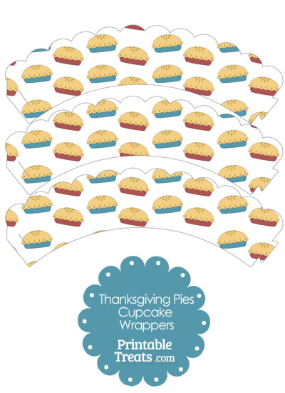 Thanksgiving Pies Scalloped Cupcake Wrappers from PrintableTreats.com