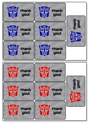 transformers party favor tags