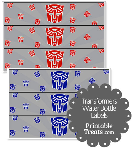 transformers water bottle labels