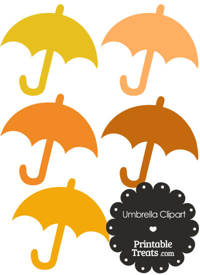 Umbrella Clipart in Shades of Orange from PrintableTreats.com