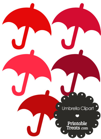 Umbrella Clipart in Shades of Red from PrintableTreats.com