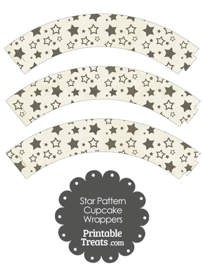 Vintage Black Star Pattern Cupcake Wrappers from PrintableTreats.com