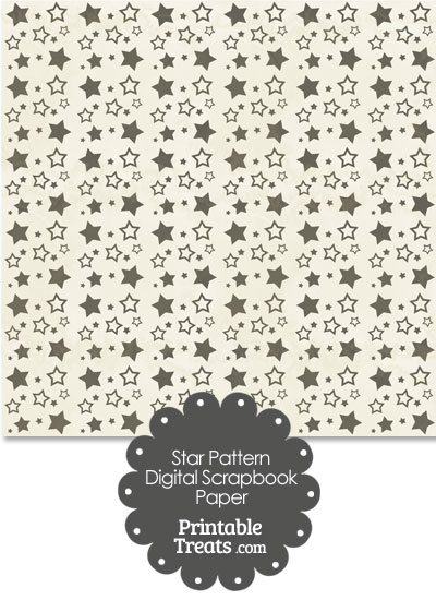 Vintage Black Star Pattern Digital Scrapbook Paper from PrintableTreats.com