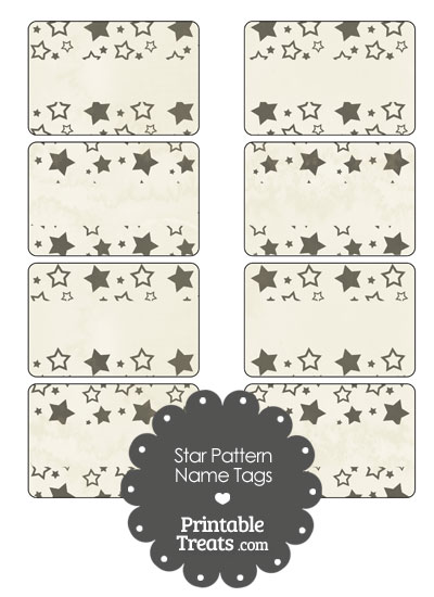 Vintage Black Star Pattern Name Tags from PrintableTreats.com