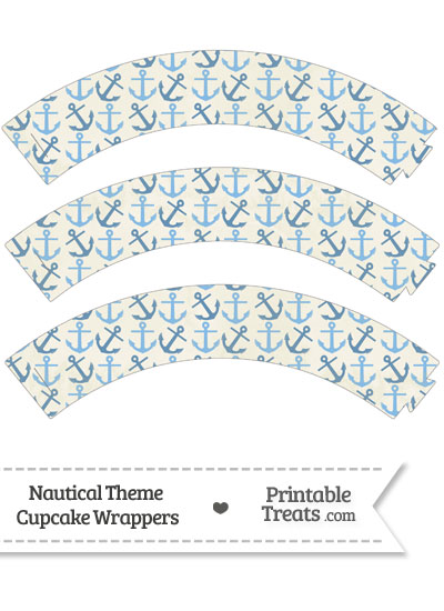 Vintage Blue Anchors Cupcake Wrappers from PrintableTreats.com