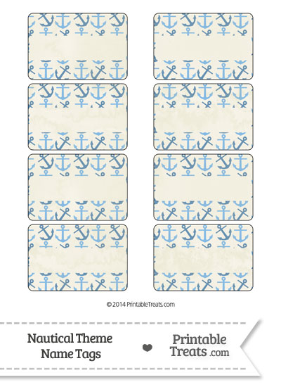 Vintage Blue Anchors Name Tags from PrintableTreats.com