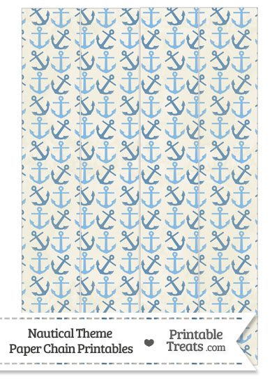 Vintage Blue Anchors Paper Chains from PrintableTreats.com