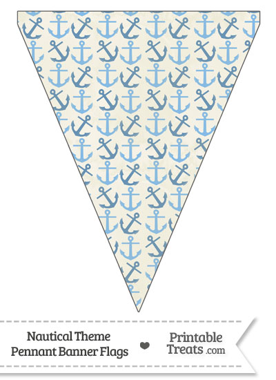 Vintage Blue Anchors Pennant Banner Flag from PrintableTreats.com