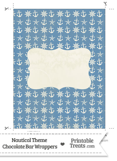 Vintage Blue Nautical Chocolate Bar Wrappers from PrintableTreats.com