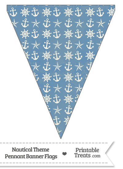 Vintage Blue Nautical Pennant Banner Flag from PrintableTreats.com