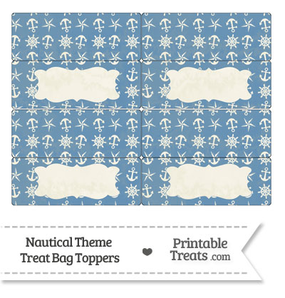 Vintage Blue Nautical Treat Bag Toppers from PrintableTreats.com