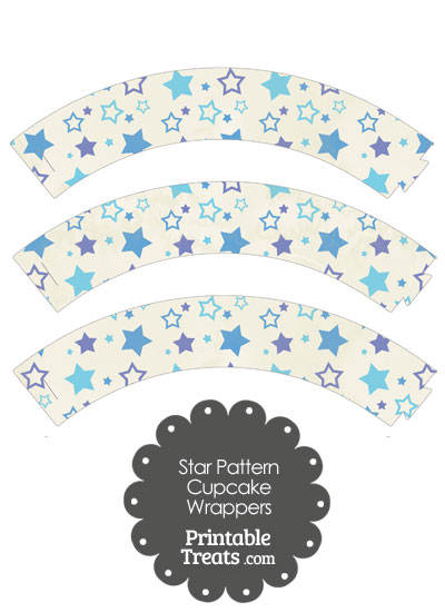 Vintage Blue Star Pattern Cupcake Wrappers from PrintableTreats.com