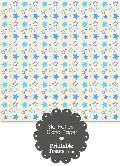 Vintage Blue Star Pattern Digital Scrapbook Paper from PrintableTreats.com