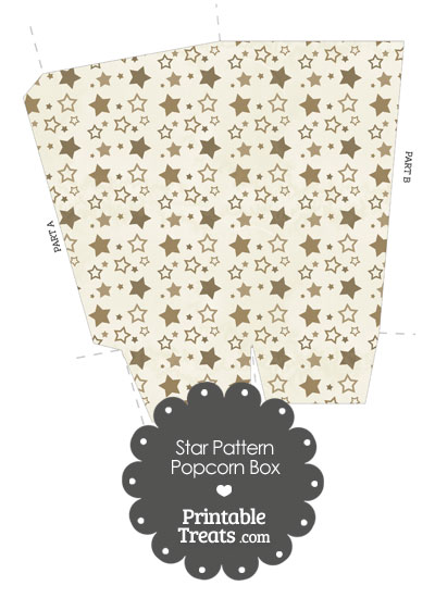 Vintage Brown Star Pattern Popcorn Box from PrintableTreats.com