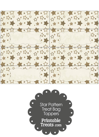 Vintage Brown Star Pattern Treat Bag Toppers from PrintableTreats.com