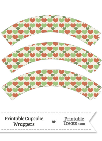 Vintage Christmas Hearts Cupcake Wrappers from PrintableTreats.com