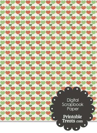 Vintage Christmas Hearts Digital Scrapbook Paper from PrintableTreats.com
