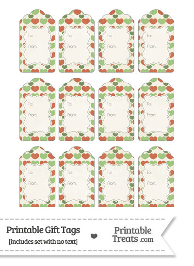 Vintage Christmas Hearts Gift Tags from PrintableTreats.com