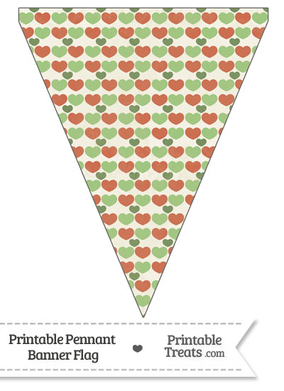 Vintage Christmas Hearts Pennant Banner Flag from PrintableTreats.com