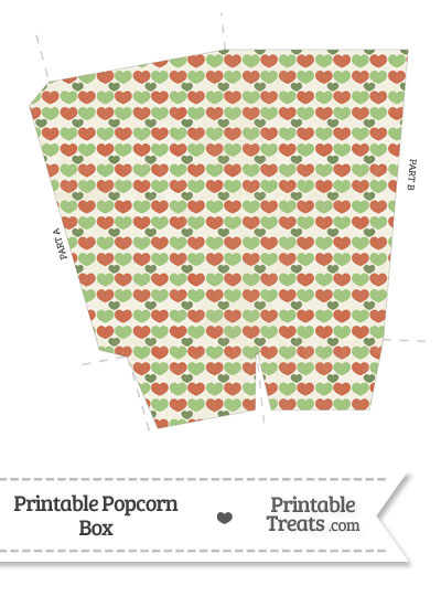 Vintage Christmas Hearts Popcorn Box from PrintableTreats.com