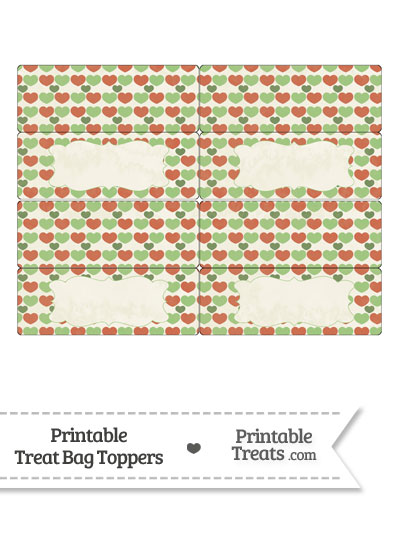 Vintage Christmas Hearts Treat Bag Toppers from PrintableTreats.com