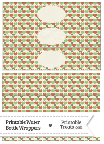 Vintage Christmas Hearts Water Bottle Wrappers from PrintableTreats.com