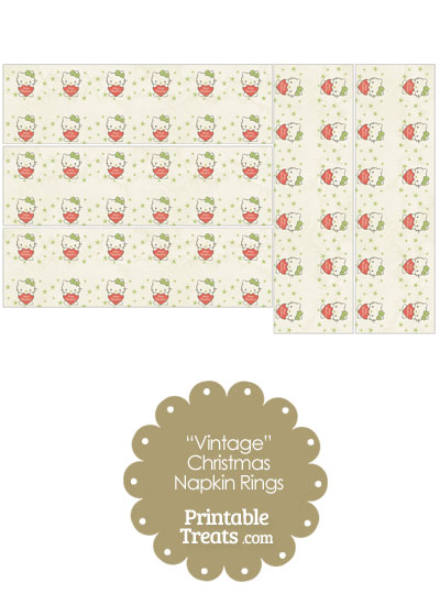 Vintage Christmas Hello Kitty Napkin Rings from PrintableTreats.com