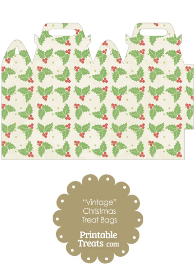 Vintage Christmas Holly Treat Bag from PrintableTreats.com