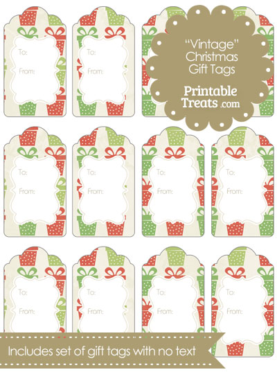 Vintage Christmas Presents Gift Tags from PrintableTreats.com