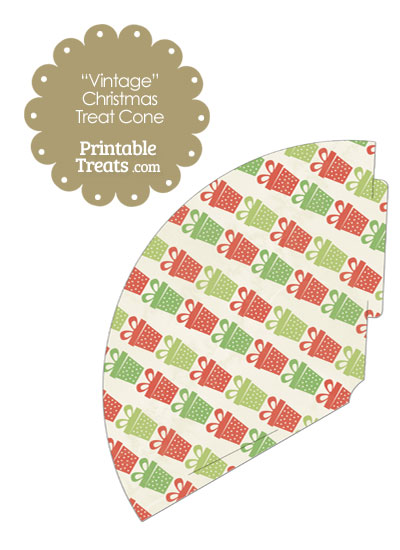 Vintage Christmas Presents Printable Treat Cone from PrintableTreats.com