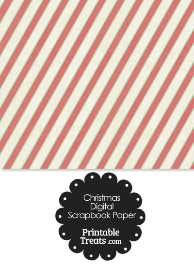 Vintage Christmas Stripes Digital Scrapbook Paper from PrintableTreats.com