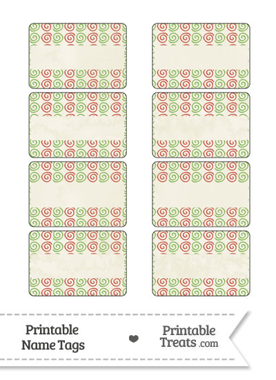 Vintage Christmas Swirls Name Tags from PrintableTreats.com