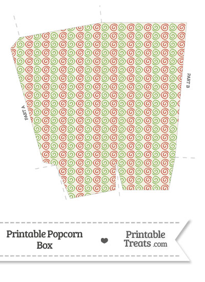 Vintage Christmas Swirls Popcorn Box from PrintableTreats.com