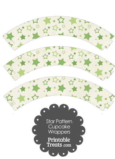 Vintage Green Star Pattern Cupcake Wrappers from PrintableTreats.com