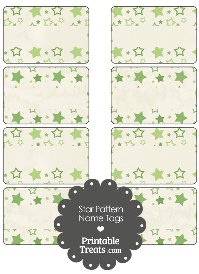 Vintage Green Star Pattern Name Tags from PrintableTreats.com