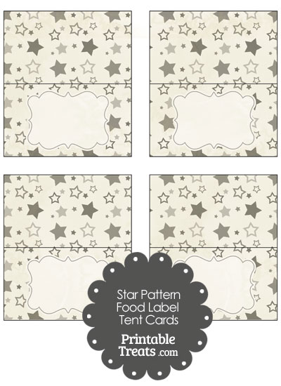 Vintage Grey Star Pattern Food Labels from PrintableTreats.com