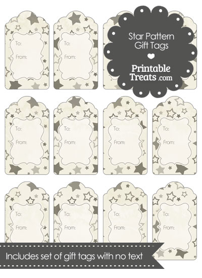 Vintage Grey Star Pattern Gift Tags from PrintableTreats.com