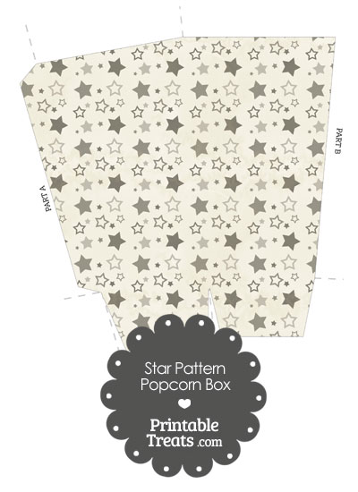 Vintage Grey Star Pattern Popcorn Box from PrintableTreats.com