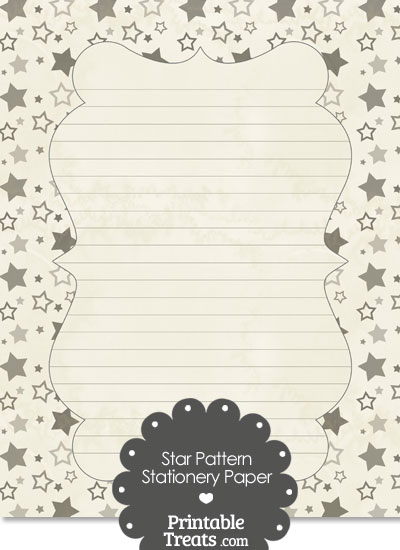 Vintage Grey Star Pattern Stationery Paper from PrintableTreats.com