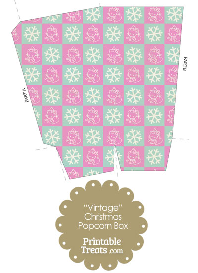 Vintage Hello Kitty Christmas Checkered Popcorn Box from PrintableTreats.com