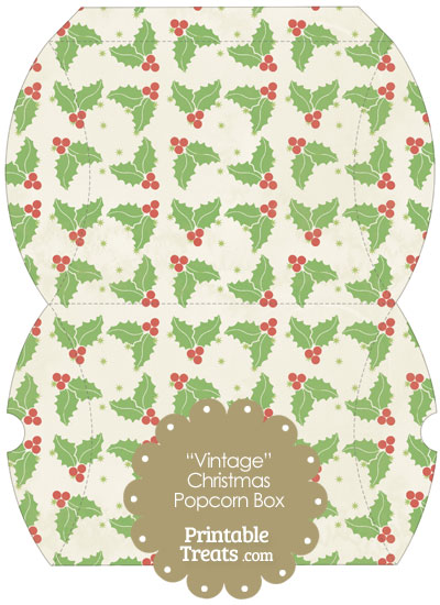 Vintage Large Christmas Holly Pillow Box from PrintableTreats.com