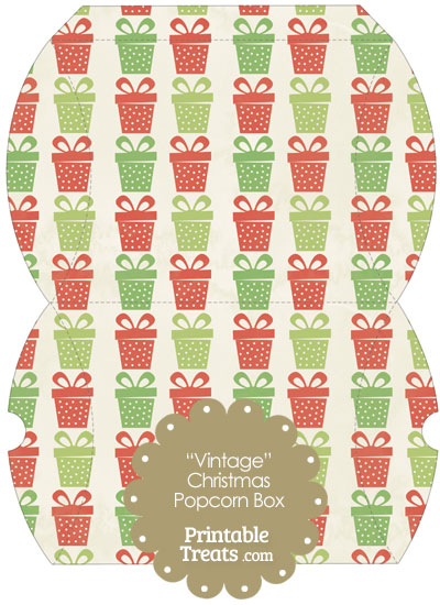 Vintage Large Christmas Presents Pillow Box from PrintableTreats.com