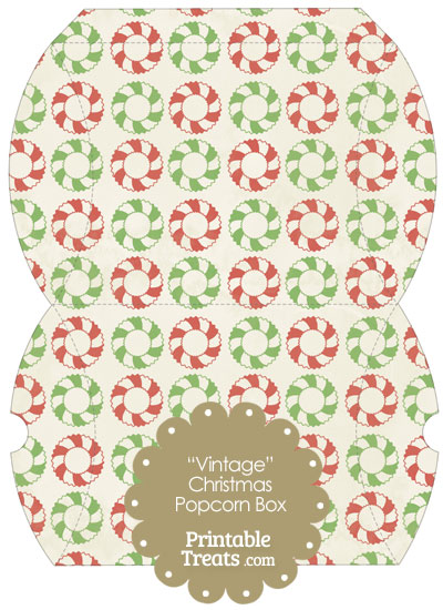 Vintage Large Christmas Wreath Pillow Box from PrintableTreats.com